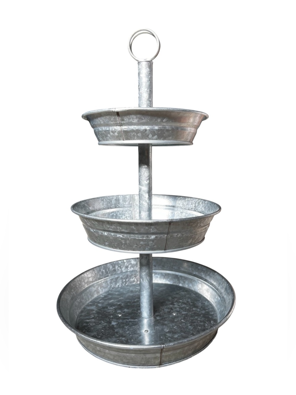 Galvanized Three Tiered Serving Stand - 3 Tier Metal Tray Platter - Picture 10 of 13